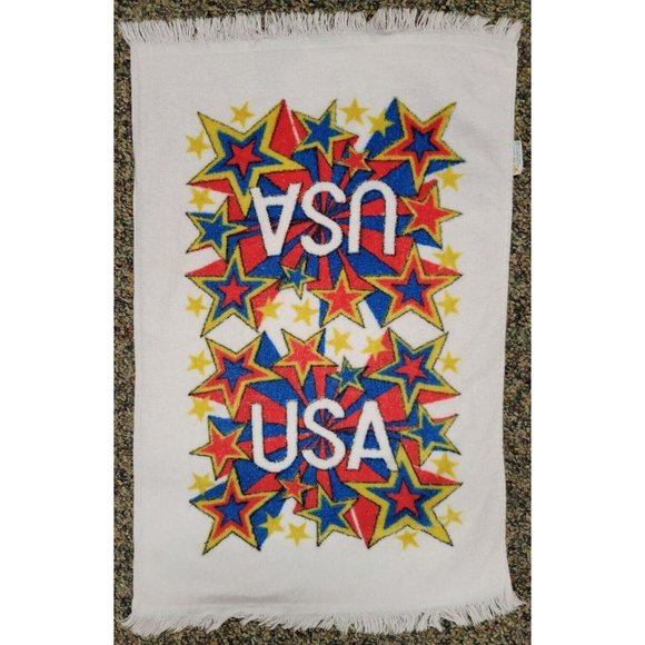 Vintage Golden Crown Franco USA United States Stars Hand Towel Cotton 24x15 - Picture 1 of 6
